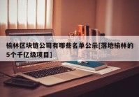 榆林区块链公司有哪些名单公示[落地榆林的5个千亿级项目]